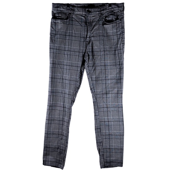 H&M Menswear Plaid Slim Fit Ankle Pants Grey Black White Checkered US 33 - Picture 1 of 12
